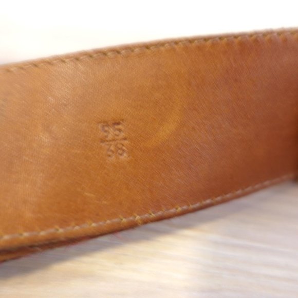 Belt Leather Buckle 36 Brown‎ Blue Red Striped Preppy Adult Fabric Nylon Classic - Picture 8 of 11